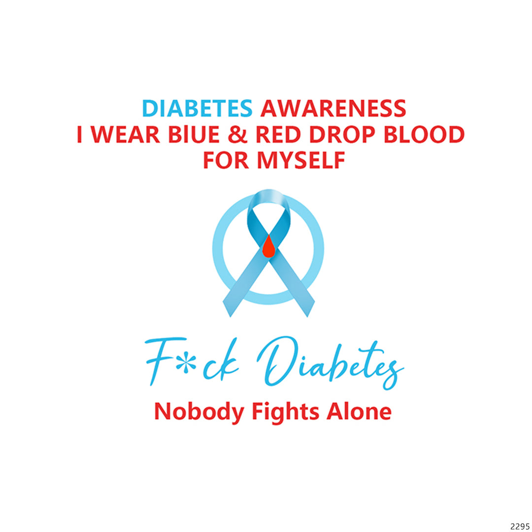 Fuck Diabetes White Diamond Red & Blue Ring