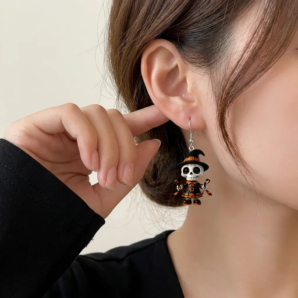 Halloween Skeleton Witch Doll Dangle Earrings