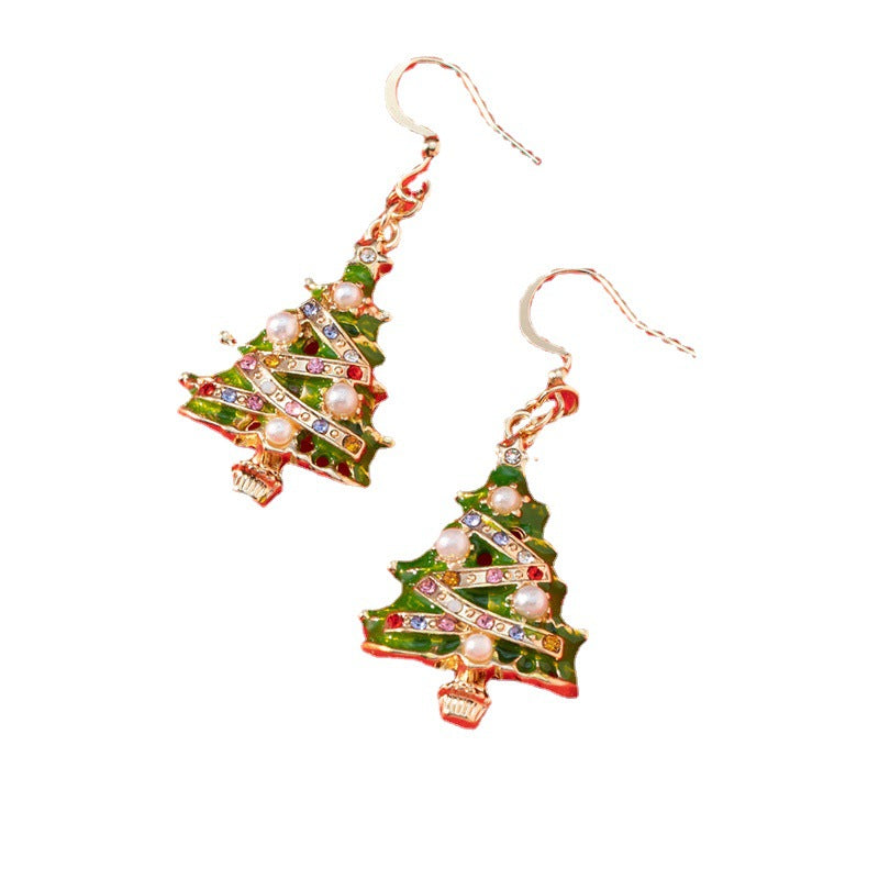 Colorful Cartoon Oil Dripping Christmas Tree Ear Hook