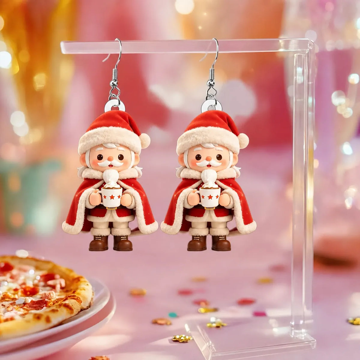 Santa Claus Hot Cocoa Dangle Earrings