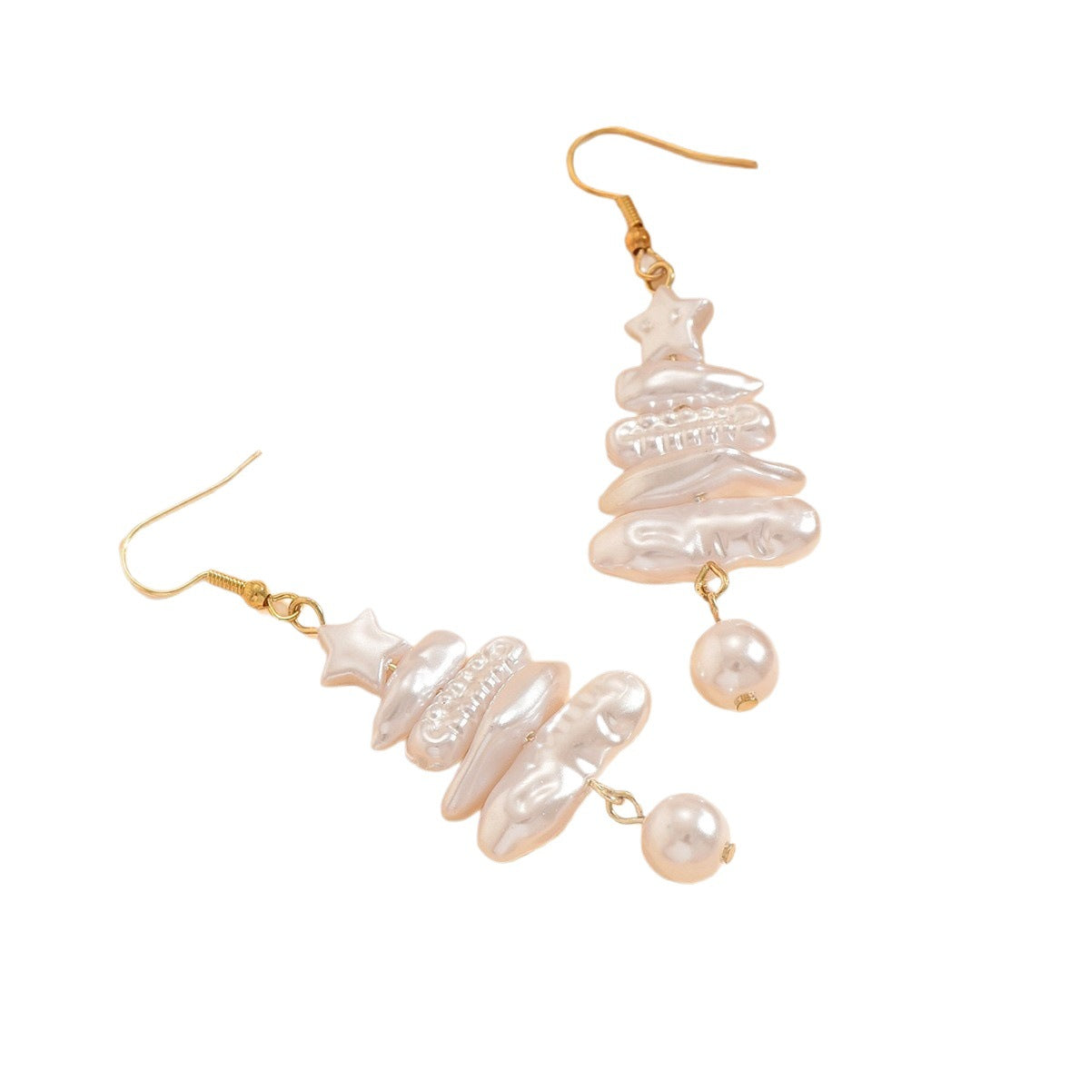 Imitation Pearl Irregular Christmas Tree Earrings