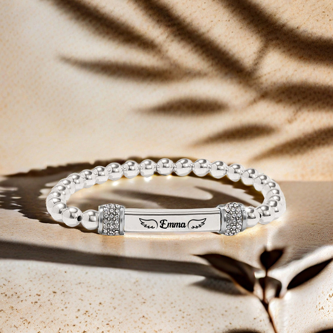 FOR MEMORIAL - In loving memory of my mom Custom Name Bead Stretch Bracelet