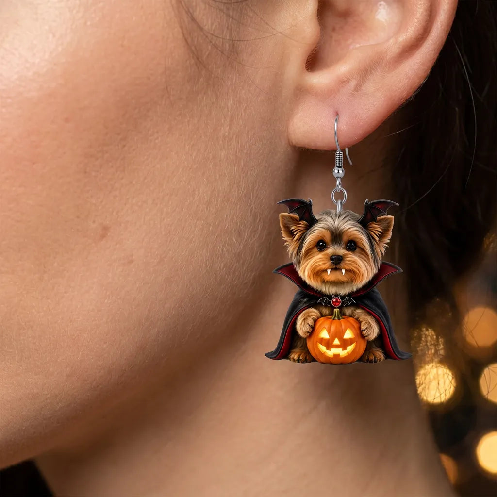 Vampire Yorkshire Terrier Halloween Earrings