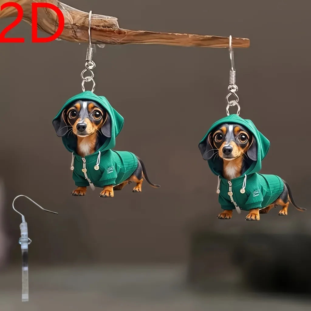 Cute Durable AcrylicDachshund Dog Earrings