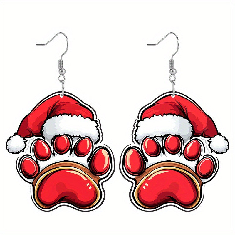 Christmas Dog Claw Acrylic Earrings