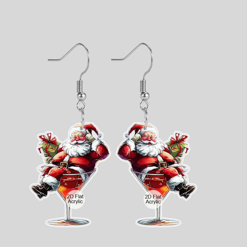 Christmas Santa Claus Cup Earrings