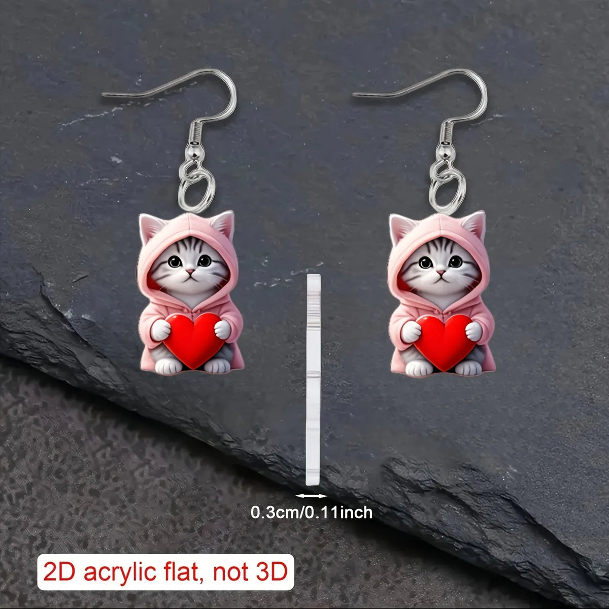Cute Pink Love Cat Versatile AcrylicPendant Earrings