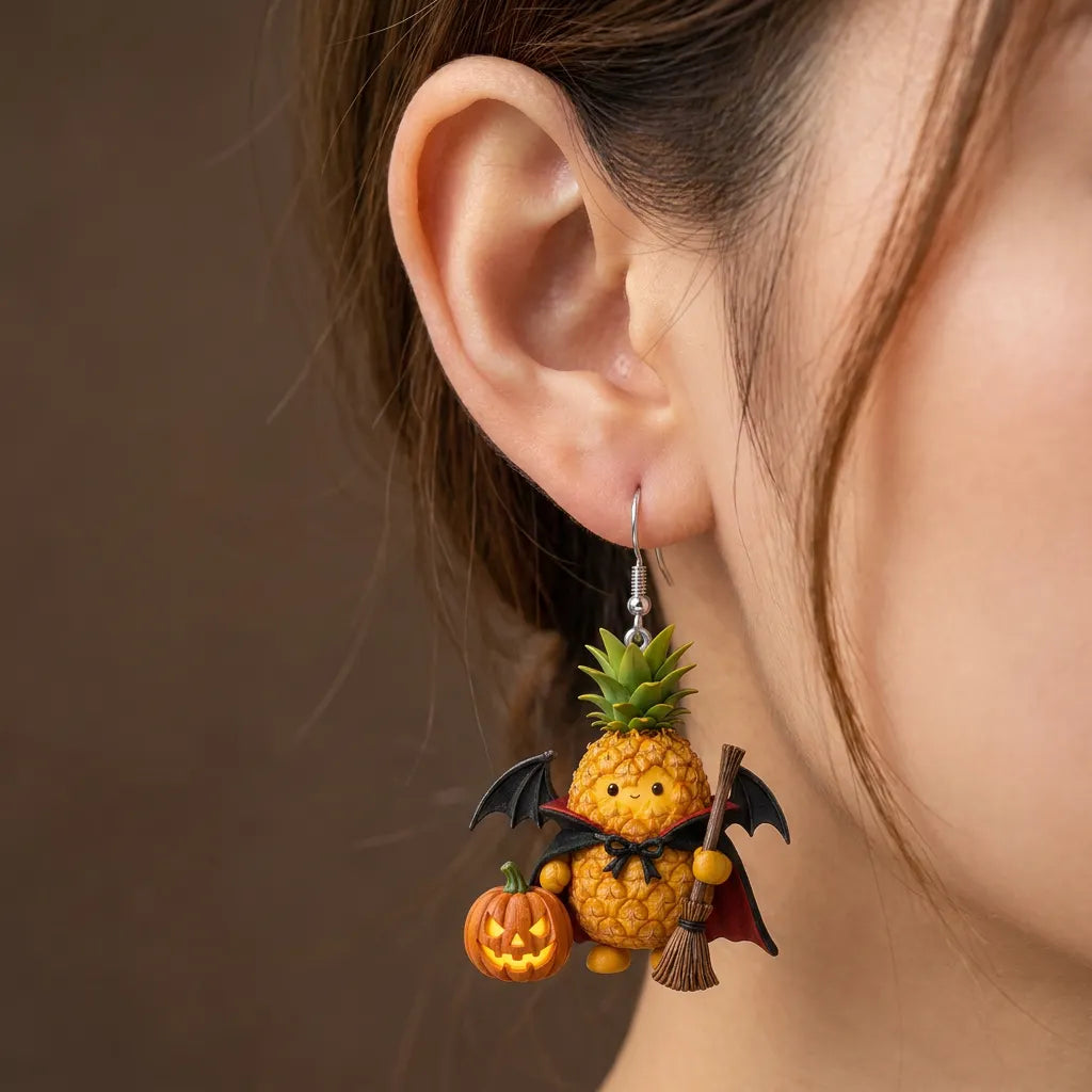 Vampire Pineapple Halloween Pumpkin Earrings