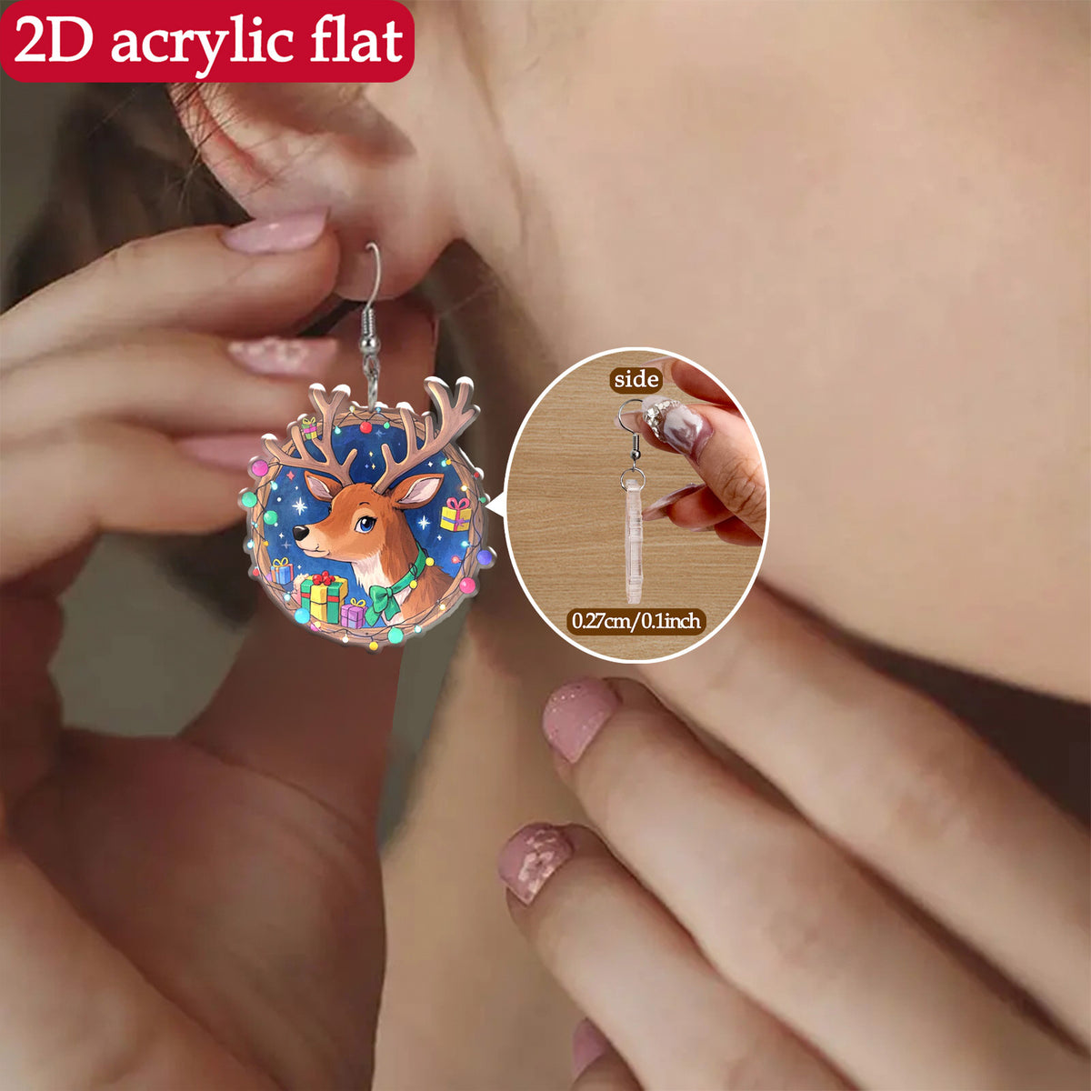 Christmas Cute Cartoon Deer with Gift Boxes Earrings