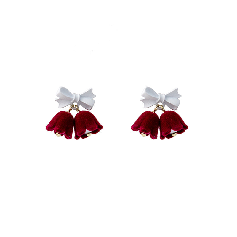 Vintage Bow Pearl Bell Earrings