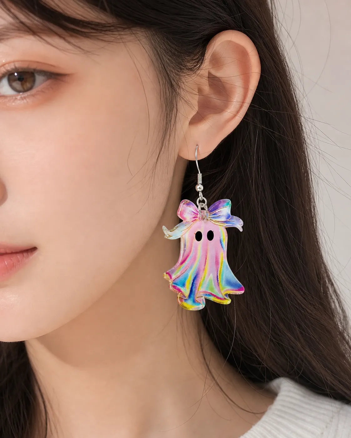Vintage Rainbow Bow Ghost Earrings