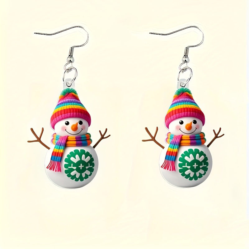 Christmas Cute Snowman Design AcrylicEarrings