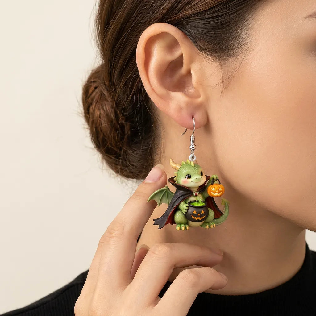 Vampire Dragon Halloween Cauldron Earrings