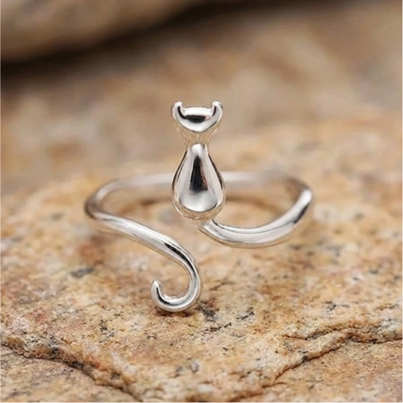 Vintage Kitty Open Ring