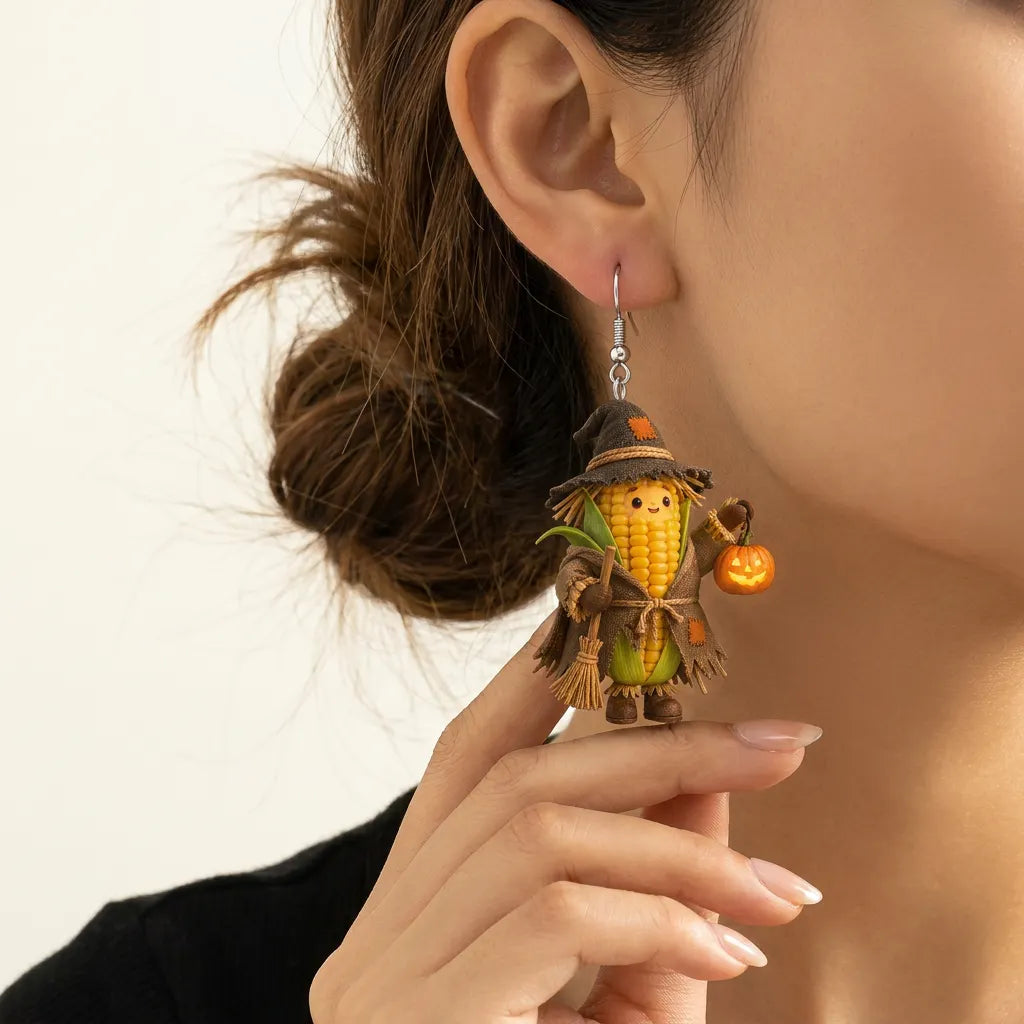 Scarecrow Corn Halloween Earrings