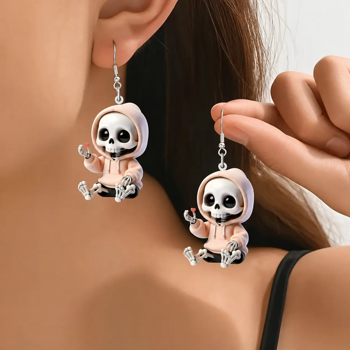 Cute Hoodie Skeleton Dangle Earrings