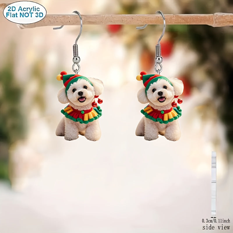 Christmas Cute Bichon Pattern Earrings
