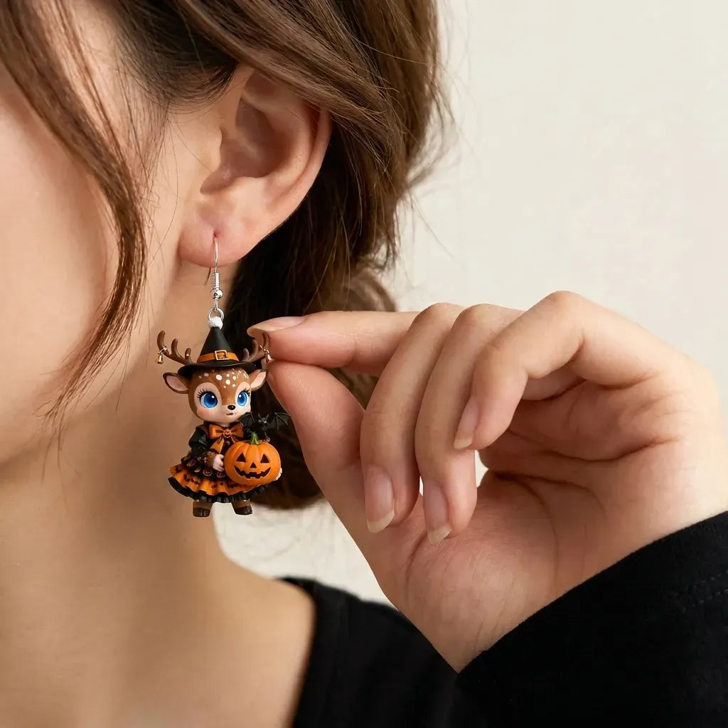 Halloween Witch Deer Dangle Earrings