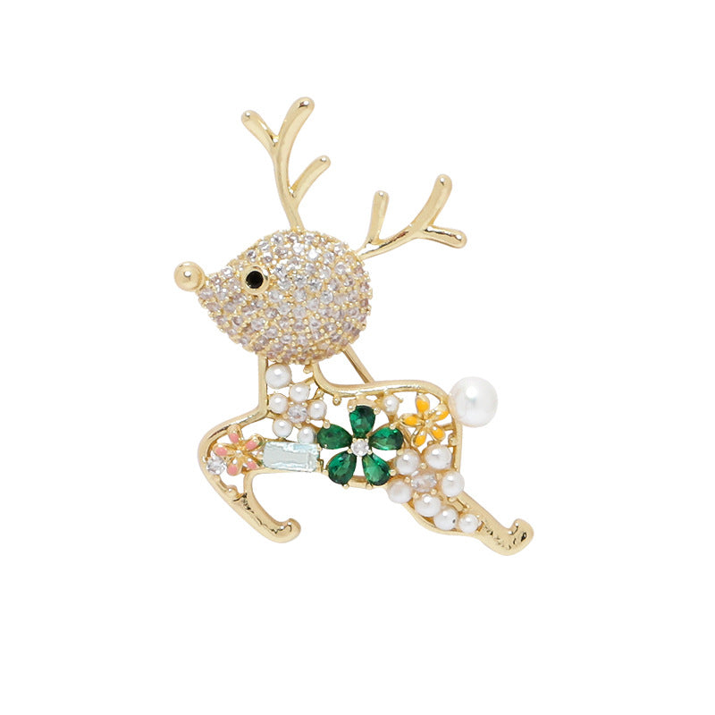 Deer Exquisite Zircon Brooch