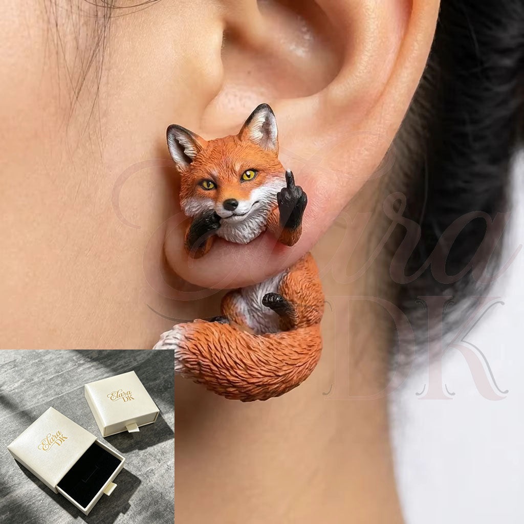 Red Fox Middle Finger Earring