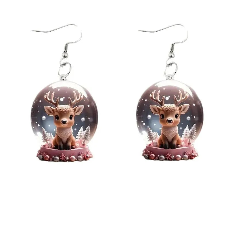 Crystal Ball Elk Earrings