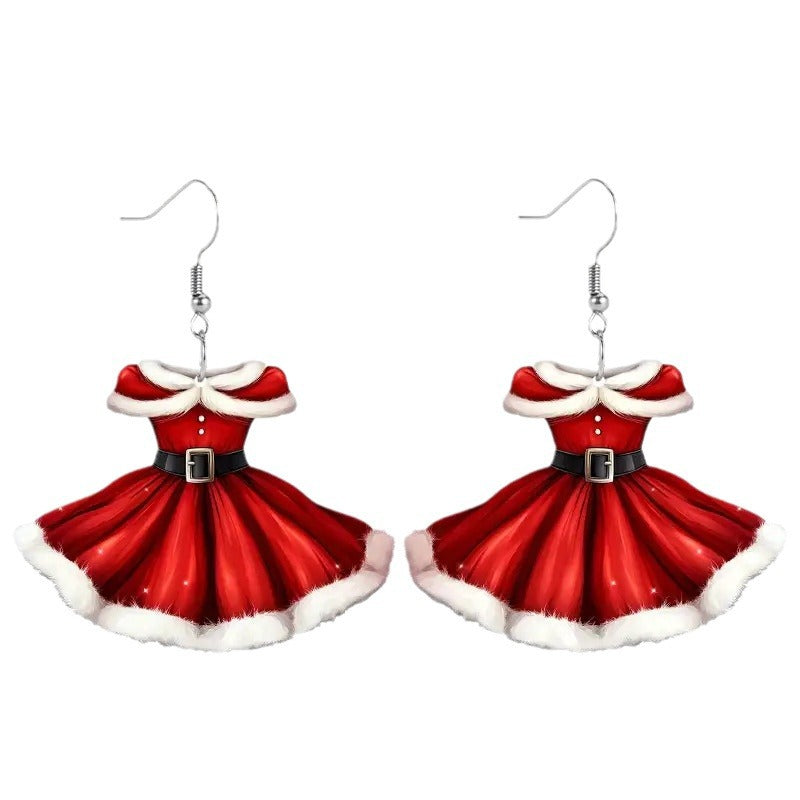 Christmas Princess Dress Cute Earrings