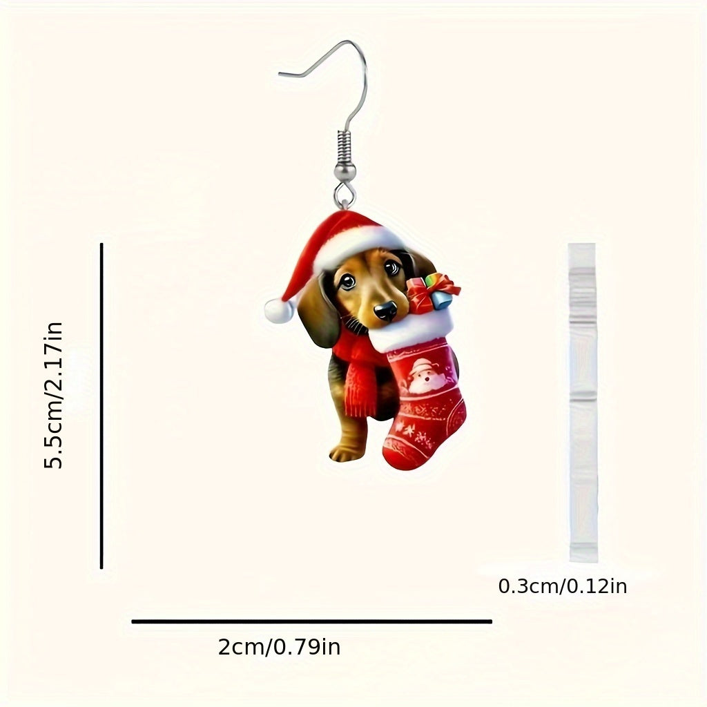 Christmas Dachshund Earrings