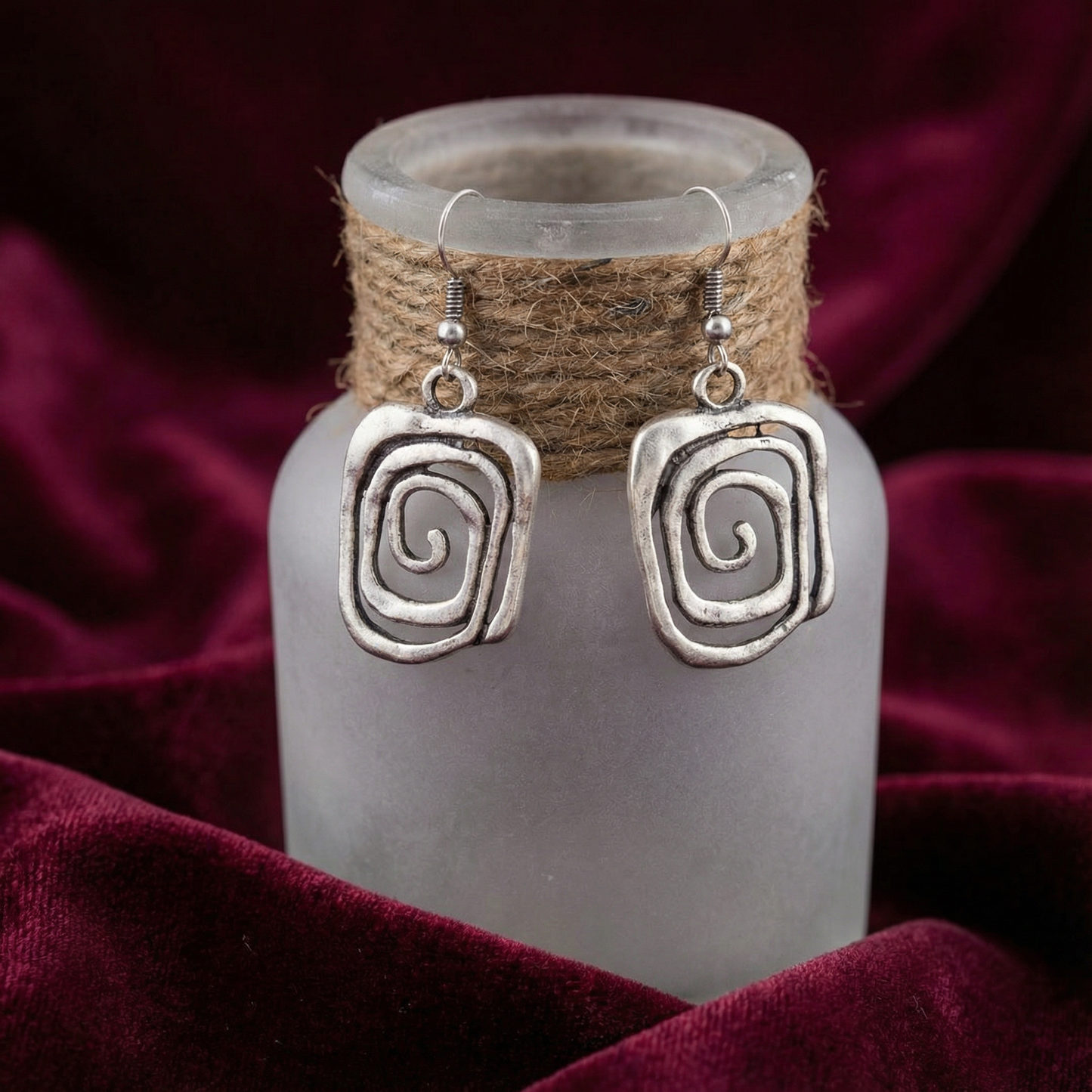 Spiral Boho Earrings in Silver