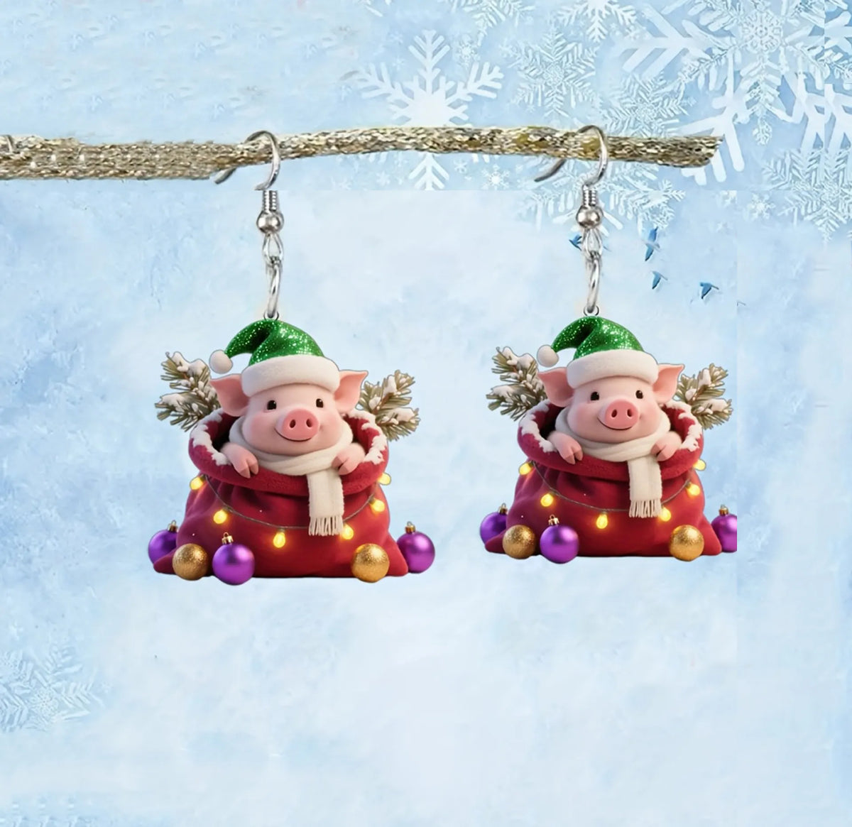 Christmas Gift Pig Earrings