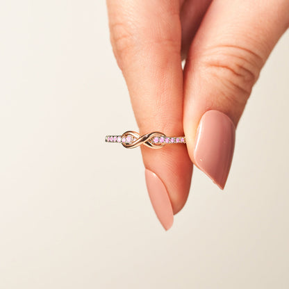 S925 Raise Awareness Of Breast Cancer Pink Infinity Diamond Ring