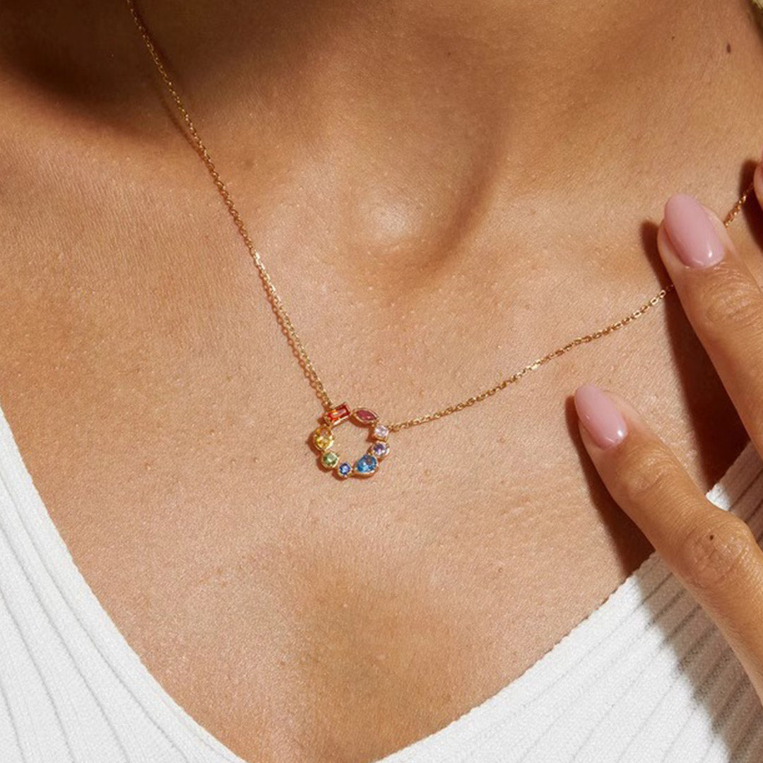 Love is Love- Irregular rainbow circle necklace
