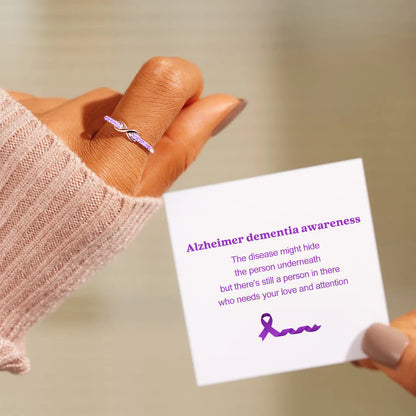 Alzheimer dementia awareness love and attention Purple Infinity Ring