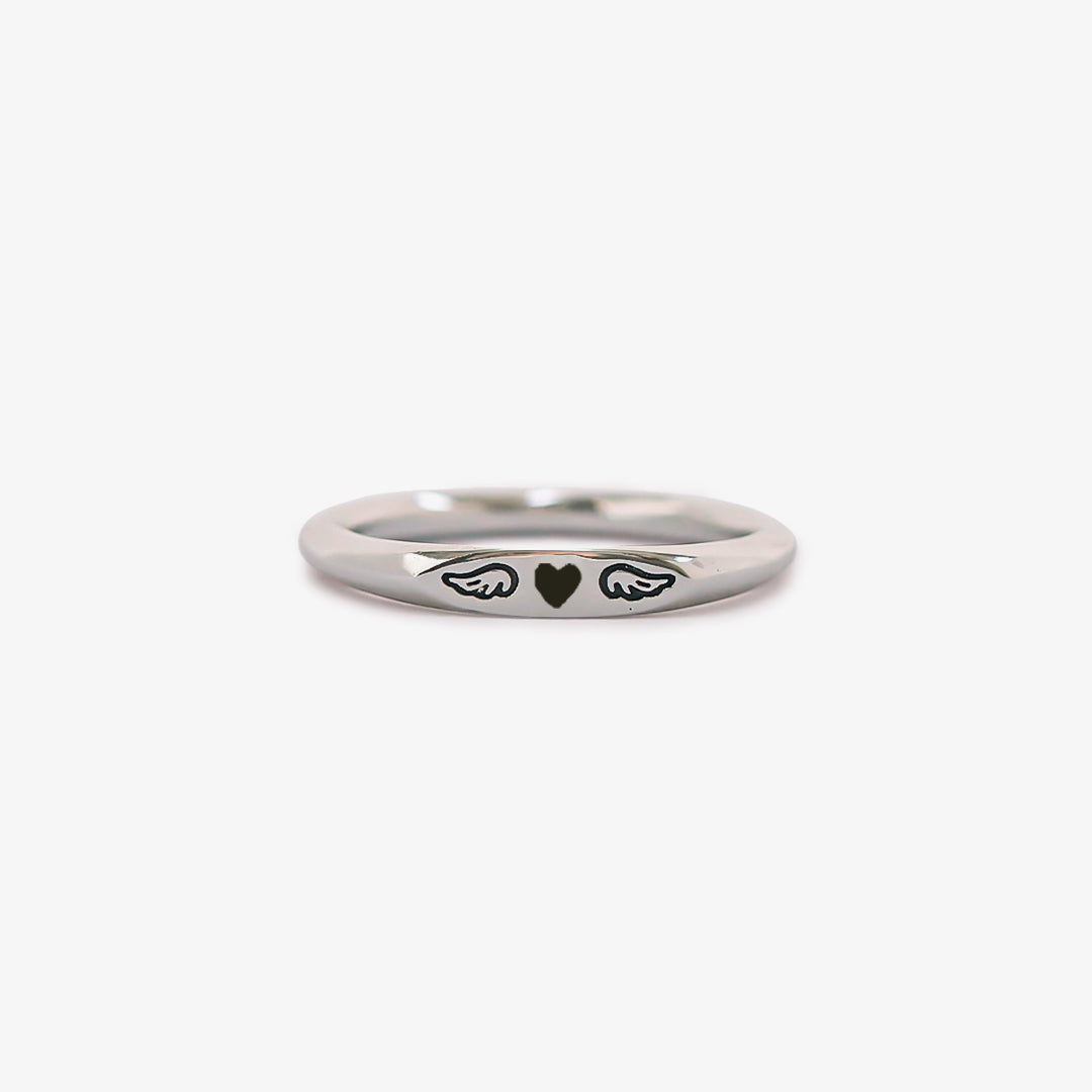 It's OK to Be Not OK Tiny Heart With Wings Ring