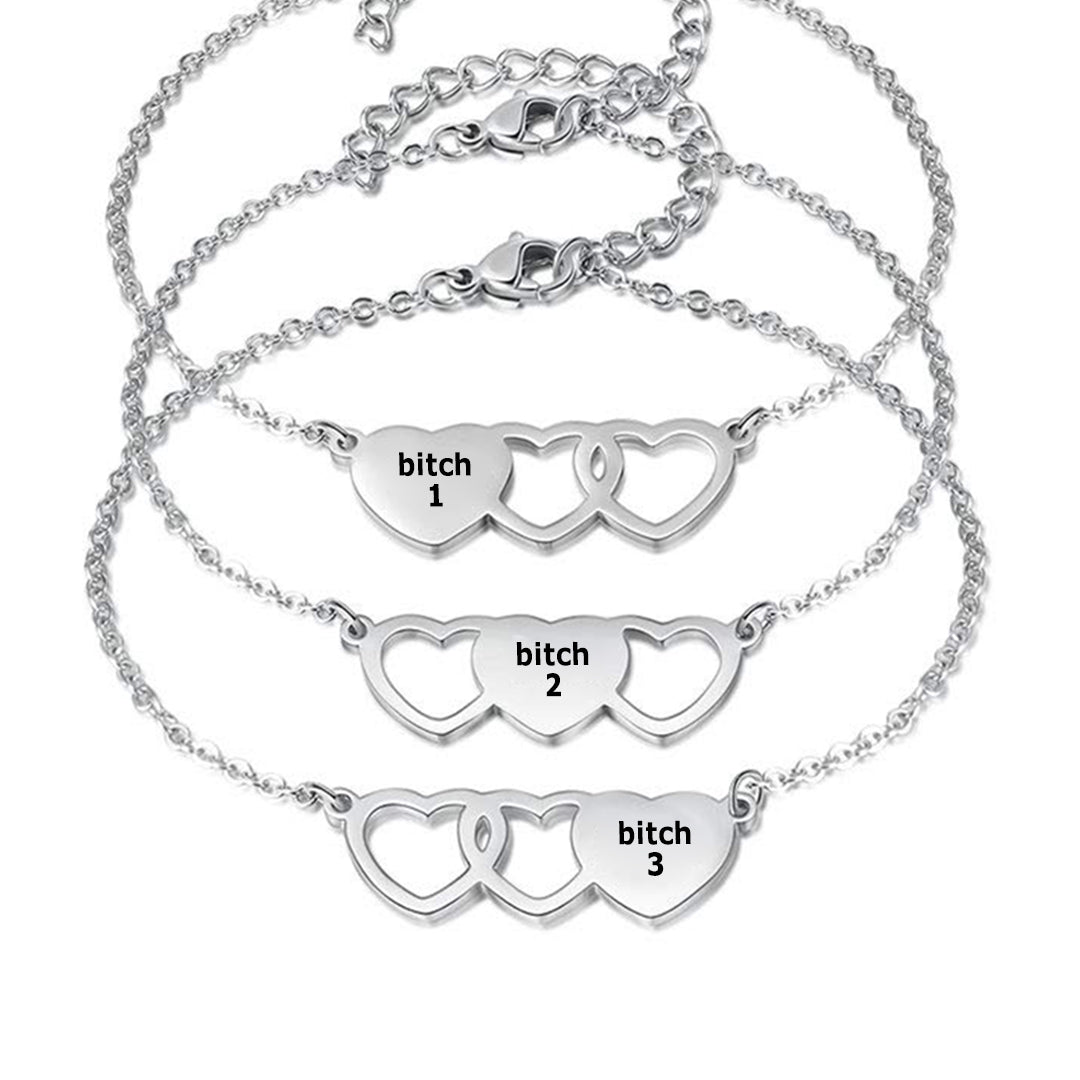 For Friend - You're My Favorite Bitch Heart Set Bracelet