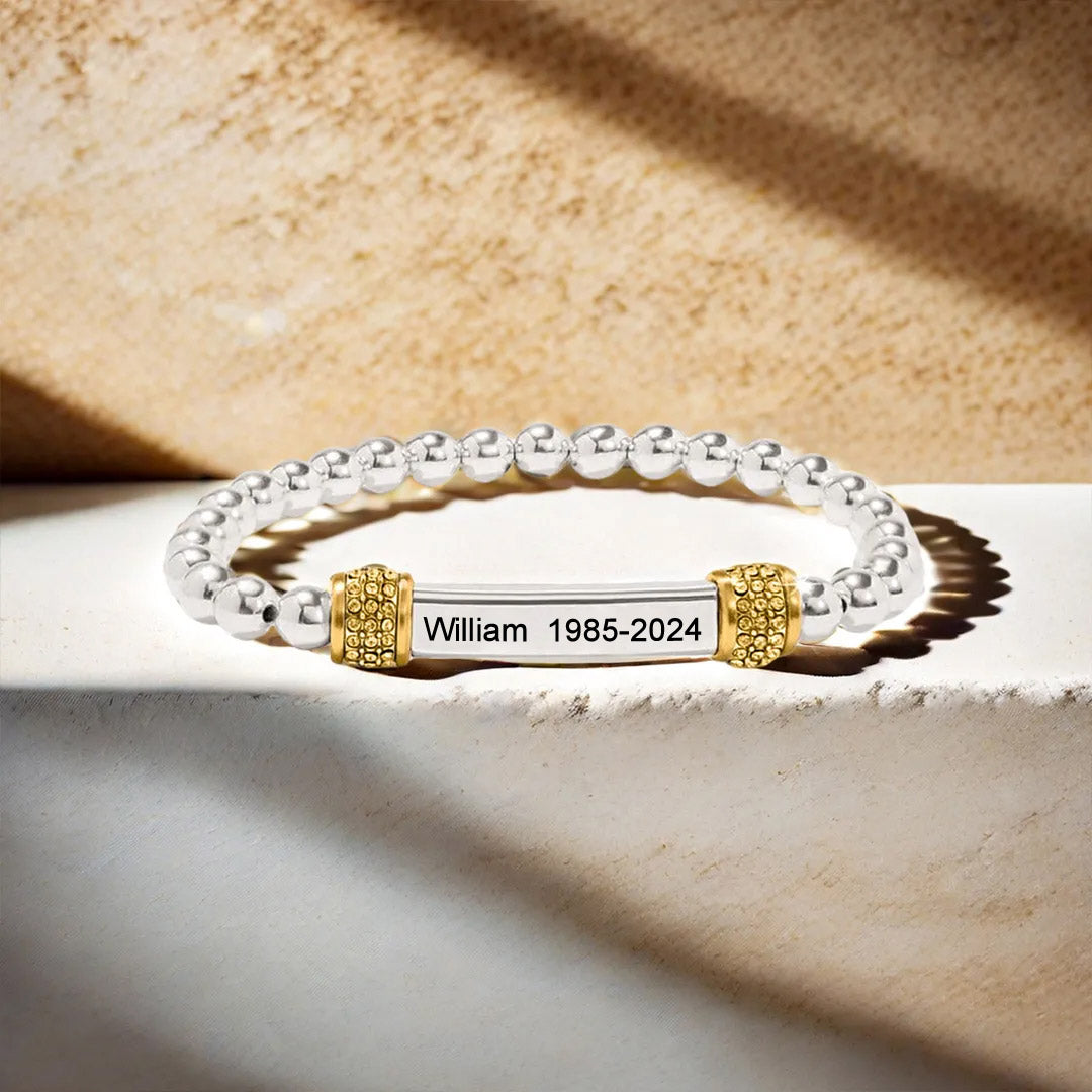 For Memorial -I am a mother to a son with wings Custom Name Bead Bracelet