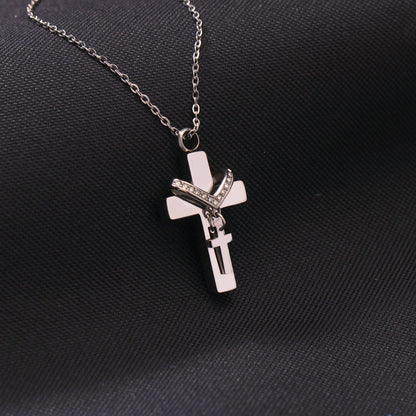 For Memorial - Custom Names Cross Pendant Urn Necklace