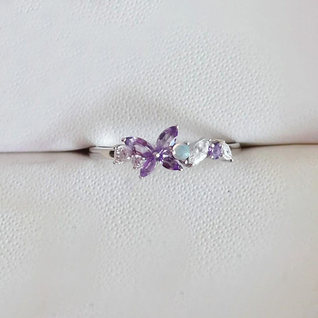 For Memories-Purple Butterfly Opal Ring