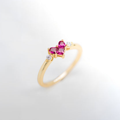 Breast Cancer Awareness-Red diamond heart ring