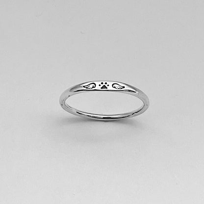 FOR MEMORIAL - Love Never Gone Tiny Paw With Wings Ring