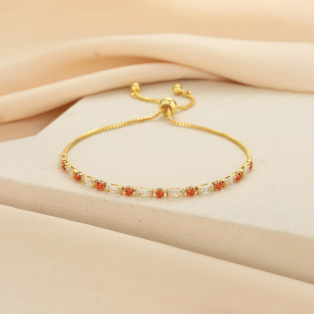 Multiple Sclerosis Awareness Orange Polka Dot Bar Bracelet