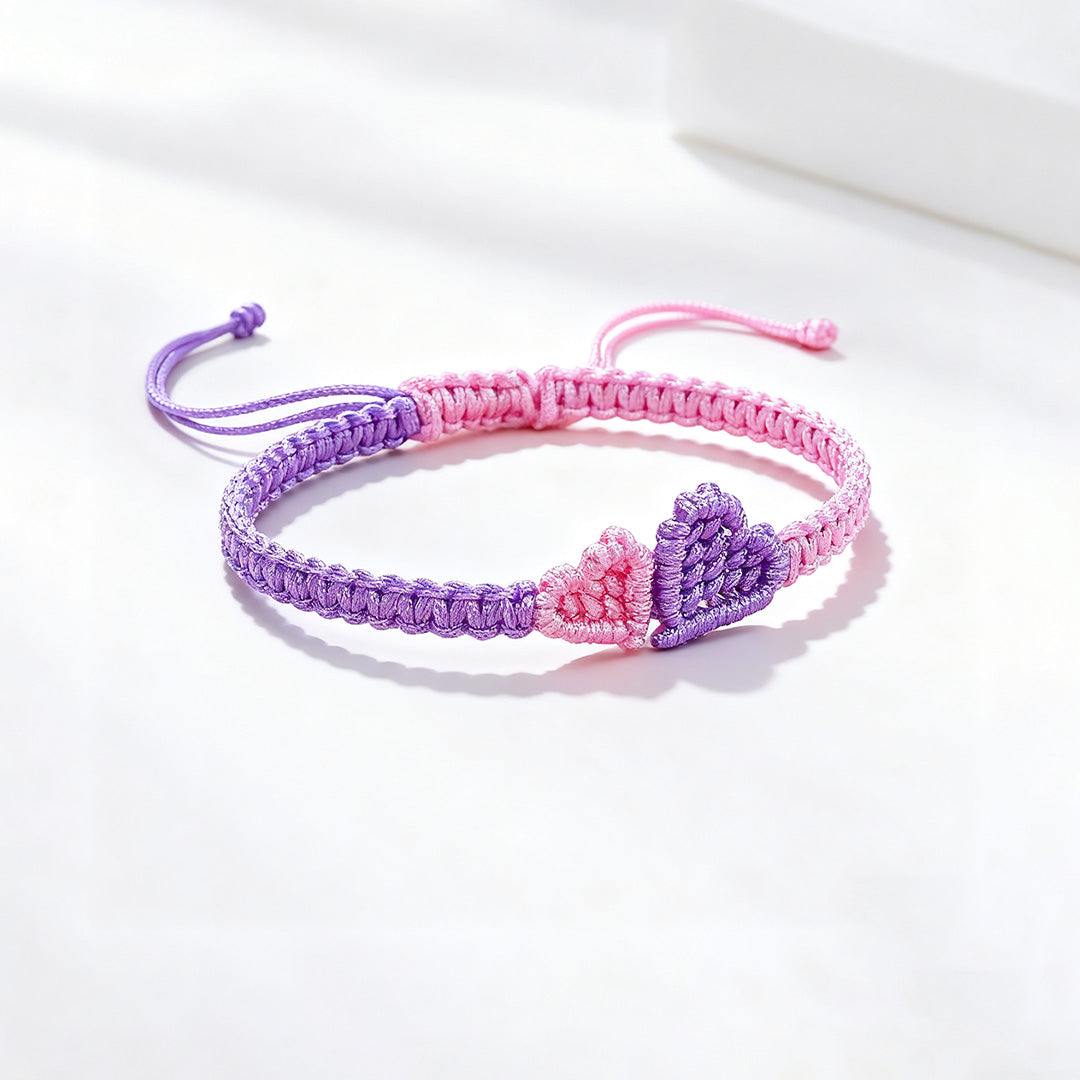 Grandma and Granddaughter Heart braided bracelet