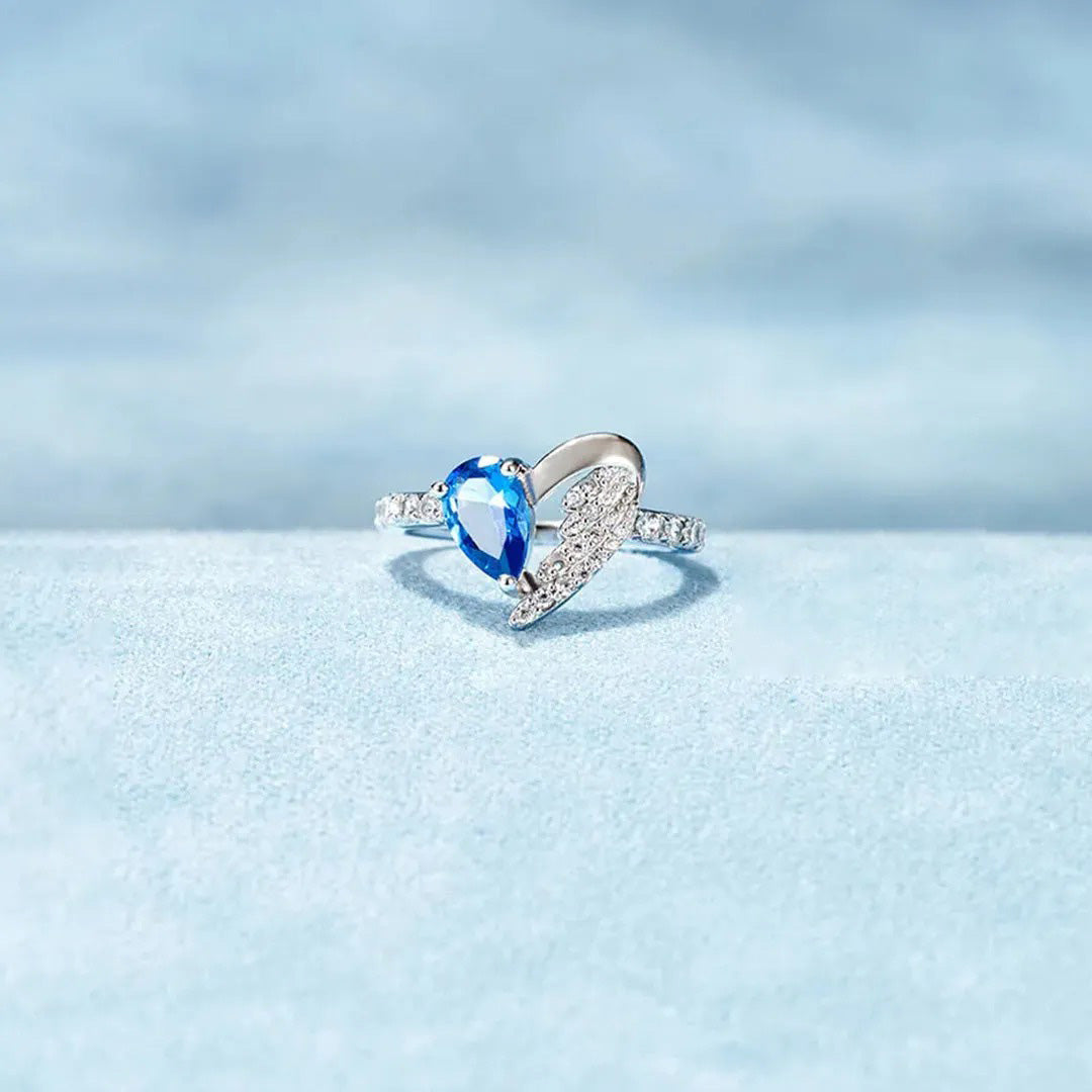 For Memorial - I m wife to a husband with wings Heart Wings Ring