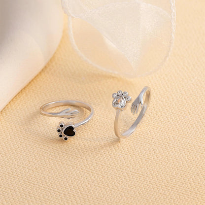 For Pet -Pet Paw Sterling Silver Hug Ring