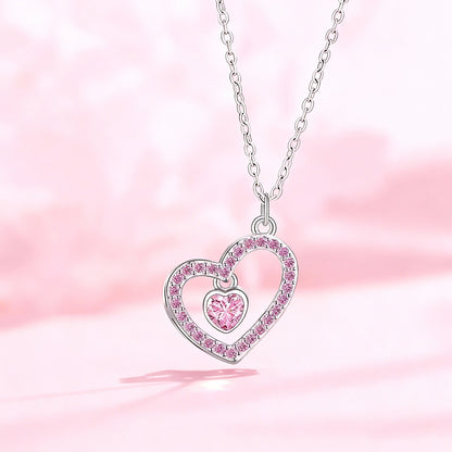 Breast Cancer Awareness-Pink Diamond Heart Necklace