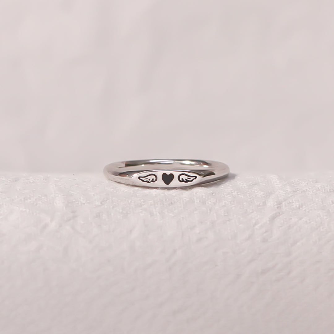 It's OK to Be Not OK Tiny Heart With Wings Ring