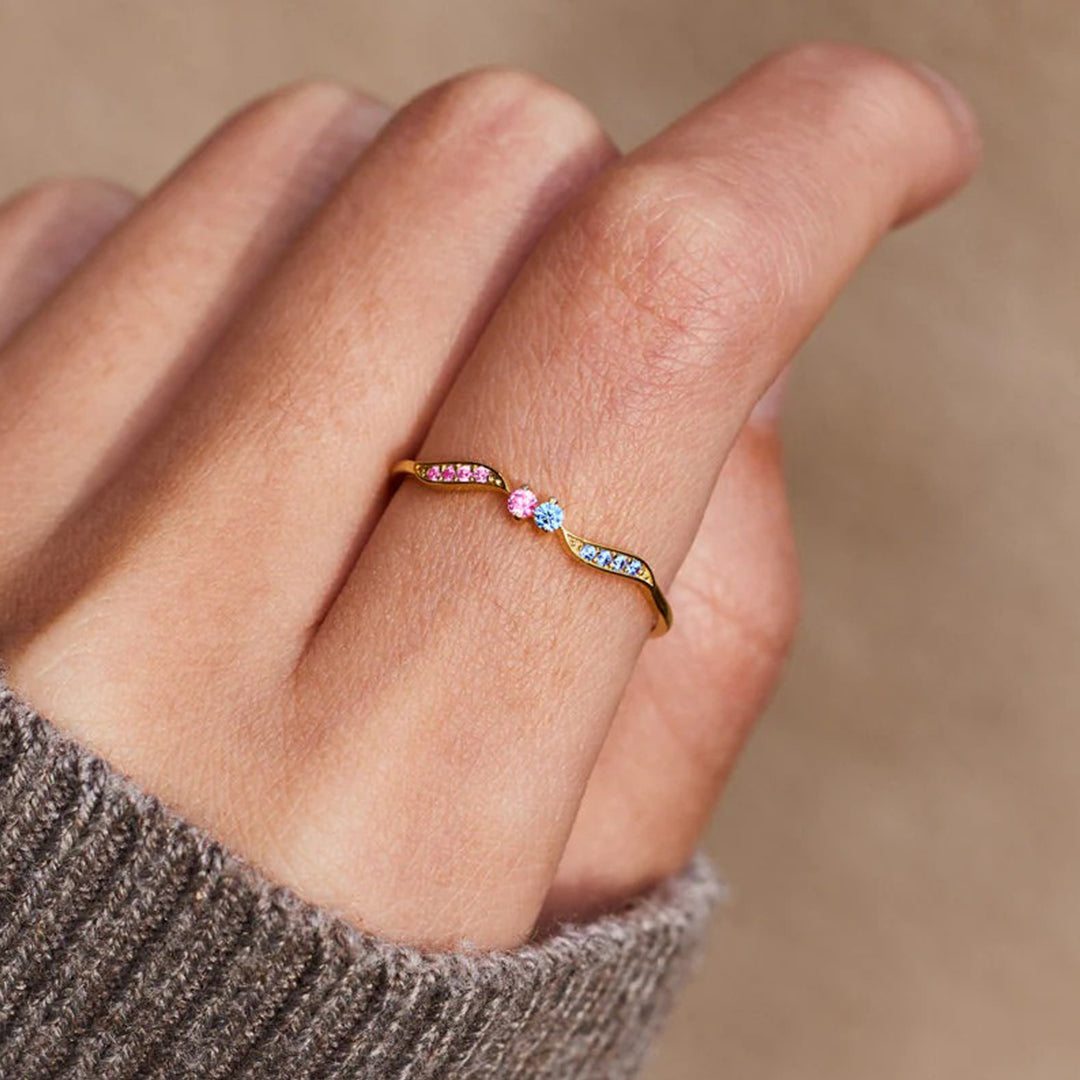 Pregnancy & Infant Loss Awareness Double Stone Wavy Ring