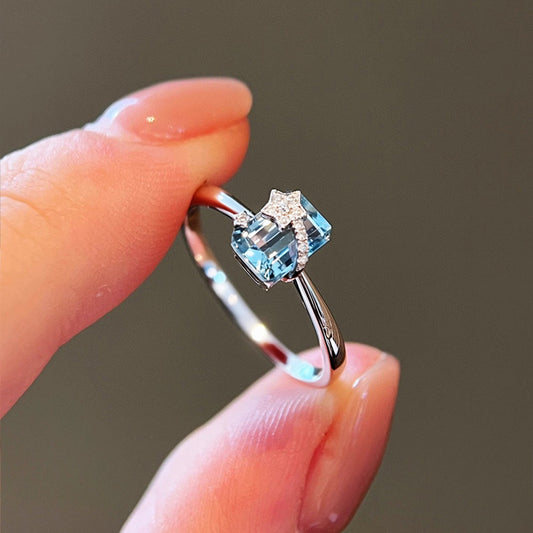 Autism Awareness-Lucky Aquamarine Ring