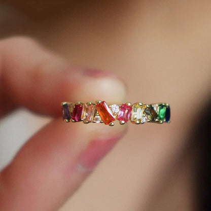 You Are the Rainbow of My Life  Colorful Crystal Ring