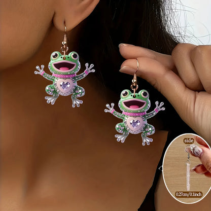 Women'S Sparkling Frog Pendant Earrings