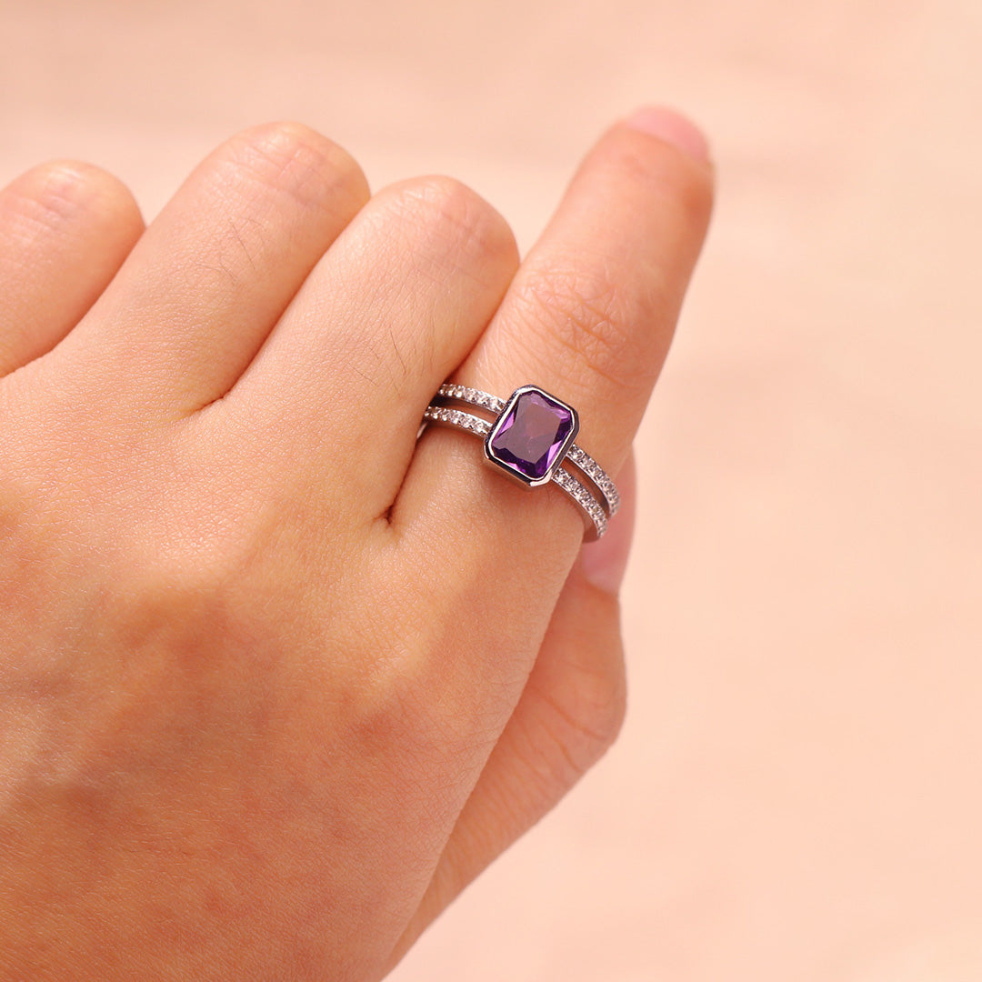 Alzheimer Dementia Awareness Amethyst Ring